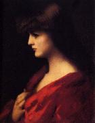 Jean-Jacques Henner Study of a Woman in Red USA oil painting artist